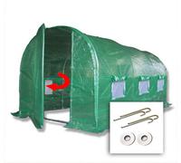 Crocodile Trading 4M X 2M + Ground Anchor Kit (13' X 7' Approx) Pro+ Green Polytunnel Greenhouse