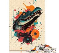 Crocodile Wall Art Bold Decor for Wildlife Enthusiasts Alligator Vinyl Art Puzzle Jigsaws 500 Pieces for Adults Puzzles for Adults Family Entertainment Toys 500pcs (52x38cm)