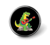 Crocodile with Guitar Round Brooch Badges Pin Metal Lapel Pins Jewellery