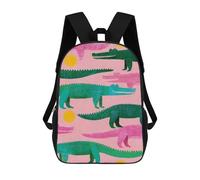 Crocodiles Alligator Pinkgreen 17 Inches Large Backpack Work Travel Laptop Bag Casual Daypack