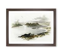 Crocodiles On The River Nile By David Roberts Vintage Framed Print | A2 Walnut Framed Wall Art | Ready to Hang | Classic Landscape Picture | Living Room Bedroom Lounge Office