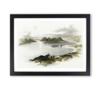Crocodiles On The River Nile By David Roberts Vintage Framed Print | A3 Black Framed Wall Art | Ready to Hang | Classic Landscape Picture | Living Room Bedroom Lounge Office