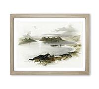 Crocodiles On The River Nile By David Roberts Vintage Framed Wall Art Print, Ready to Hang Picture for Living Room Bedroom Home Office Décor, Oak A2 (64 x 46 cm)