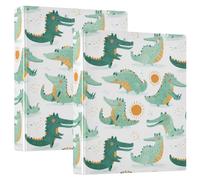 Crocodiles Pale Green 3 Ring Binders 1.5 Inch Clear View Three Ring Binders Versatile Binder Fits 200 Sheets 2 Pack
