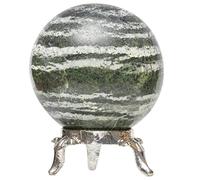 Crocon 45mm Swiss Opal Stone sphere Ball with Metal Stand 1400+ Carats Gemstone Ball Healing Sphere Sculpture Figurine for Fengshui Divination Home Decoration Photography Crystal Sphere