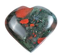 Crocon® 50mm African Bloodstone Heart stone Big Heart Shape Puff Stones Set 450+ Carats Pocket Crystal Healing Tumble Collection Palm Worry Stone Good Luck Charm Meditation Gift Craft Home Decor