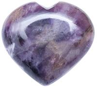 Crocon 50mm Amethyst Heart stone Big Heart Shape Puff Stones Set 450+ Carats Pocket Crystal Healing Tumble Collection Palm Worry Stone Good Luck Charm Meditation Gift Craft Home Decor
