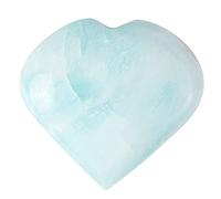 Crocon® 50mm Blue aragonite Heart Stone Big Heart Shape Puff Stones Set 450+ Carats Pocket Crystal Healing Tumble Collection Palm Worry Stone Good Luck Charm Meditation Gift Craft Home Decor