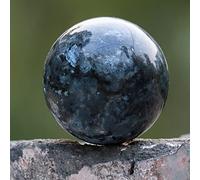 Crocon 50mm Larvikite Stone sphere Ball with Metal Stand 1400+ Carats Gemstone Ball Healing Sphere Sculpture Figurine for Fengshui Divination Home Decoration Photography Crystal Sphere