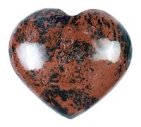 Crocon 50mm Mahogany obsidian Heart stone Big Heart Shape Puff Stones Set 450+ Carats Pocket Crystal Healing Tumble Collection Palm Worry Stone Good Luck Charm Meditation Gift Craft Home Decor
