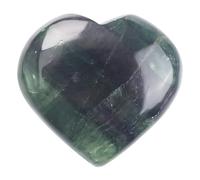 Crocon 50mm Multi Fluorite Heart stone Big Heart Shape Puff Stones Set 450+ Carats Pocket Crystal Healing Tumble Collection Palm Worry Stone Good Luck Charm Meditation Gift Craft Home Decor