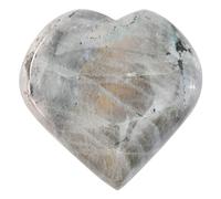 Crocon 50mm Purple Labradorite Heart stone Big Heart Shape Puff Stones Set 450+ Carats Pocket Crystal Healing Tumble Collection Palm Worry Stone Good Luck Charm Meditation Gift Craft Home Decor