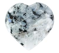 Crocon 50mm Rainbow Moonstone Heart stone Big Heart Shape Puff Stones Set 450+ Carats Pocket Crystal Healing Tumble Collection Palm Worry Stone Good Luck Charm Meditation Gift Craft Home Decor