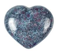 Crocon® 50mm Ruby Kyanite Heart Stone Big Heart Shape Puff Stones Set 450+ Carats Pocket Crystal Healing Tumble Collection Palm Stone Good Luck Charm Meditation Gift Craft Home Decor