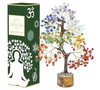 Crocon® 7 Chakra Tree of Life - Crystal Tree for Positive Energy - Gemstone Tree - Seven Chakra - Spiritual Wisdom - Feng Shui Tree Decor - Handmade - Healing Tree - Attract Good Luck & Charm Gift