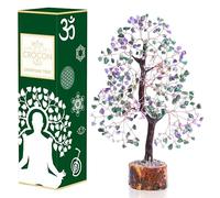 Crocon Amethyst & Green Aventurine Gemstone Tree of Life - Handmade Feng Shui Decor, Crystal Tree for Positive Energy, Attract Good Luck, Chakra Tree Healing Stones, Spiritual Gift