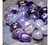 Crocon® Amethyst Rune Stones Set 15-20 mm 25 Pcs Elder Futhark Crystal