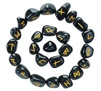 Crocon® Black Tourmaline Rune Stones Set 20-25 mm 25 Pcs Crystal