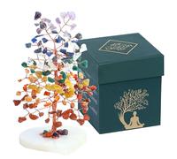Crocon Crystal Tree of Life Gifts for Women, Seven Chakra Heart base Healing Crystals Tree Brings Positive Energy, Good Luck, Money, Feng Shui Home & Office Desk Decor, for Dad Mom & Wife Present