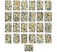 Crocon Dalmatian jasper Rectangle Shape Gemstone Runes with Elder Futhark Alphabet Engraved 25 pcs Rune Set Crystal Divination Metaphysical Healing Chakra Reiki Runes Set with a Pouch Size : 20-25mm
