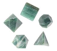 Crocon Green Aventurine 5Pcs platonic solids crystal geometry set, Platonic Solids Sacred Geometric stones for Meditation Reiki Balancing Healing Chakra Stone Cleansing Spiritual Good Luck (15-20 mm)