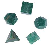 Crocon Green Mica 5Pcs platonic solids crystal geometry set, Platonic Solids Sacred Geometric stones for Meditation Reiki Balancing Healing Chakra Stone Cleansing Spiritual Good Luck (15-20 mm)