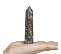 Crocon® Large Crystal Wand, Dragon Bloodstone Crystal Points Tower Wand Octagon 8 Faceted Natural Gemstone Prism Pointed for Reiki Chakra Meditation Chakra Stones Therapy Home Office Desk Decor Gift