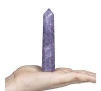 Crocon® Large Crystal Wand, Lepidolite Crystal Points Tower Wand Octagon 8 Faceted Natural Gemstone Prism Pointed for Reiki Chakra Meditation Chakra Stones Therapy Home Office Desk Decor Gift