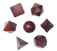 Crocon® Mahogany Obsidian 7Pcs platonic solids crystal geometry set, Platonic Solids Sacred Geometric stones for Meditation Reiki Balancing Healing Chakra Stone Cleansing Spiritual Good Luck (15-20mm)