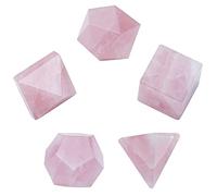 Crocon® Rose Quartz 5Pcs platonic solids crystal geometry set, Platonic Solids Sacred Geometric stones for Meditation Reiki Balancing Healing Chakra Stone Cleansing Spiritual Good Luck (15-20mm)