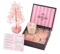 Crocon® Rose Quartz Crystal Tree of Life Birthday gifts for women | Handcrafted Rose Quartz gemstone tree for elegant home and office décor, thoughtful birthday gift, housewarming present
