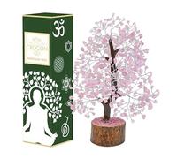 Crocon Rose Quartz Gemstone Feng Shui Money Tree | Feng Shui Bonsai | Mystical | Chakra Balancing | Reiki Crystal Healing | Ornament Figurine | Good Luck | Spiritual | Decor Size: 10-12 Inch