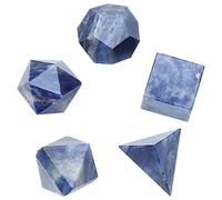 Crocon® Sodalite Platonic Solids Set 5 Pcs 15-20 mm Crystal Geometry