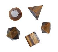 Crocon Tiger Eye 5Pcs platonic solids crystal geometry set, Platonic Solids Sacred Geometric stones for Meditation Reiki Balancing Healing Chakra Stone Cleansing Spiritual Good Luck (15-20 mm)
