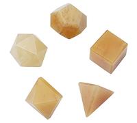 Crocon® Yellow Aventurine 5Pcs platonic solids crystal geometry set, Platonic Solids Sacred Geometric stones for Meditation Reiki Balancing Healing Chakra Stone Cleansing Spiritual Good Luck (15-20mm)