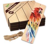 Crocowood 80 PCs Extra Thin 1,5 mm Blank Wooden Bookmark for Reading & Crafting - Wood Bookmarks as Unfinished Wood Hanging Tags with Jute Twine