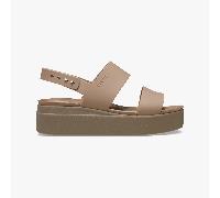 Crocs 206453-2EL BROOKLYN LOW WEDGE Womens Sandals Latte/Mushroom - Brown - Size UK 8