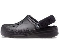 Crocs Baya Lined Fuzz Strap Clog,Black/Black
