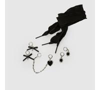 Crocs Black & White Jibbitz Lace & Bow Charm Kit One Size