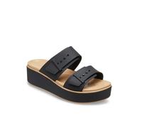 Crocs Brooklyn Buckle Matte Wrap Flatform Sliders Black Mix
