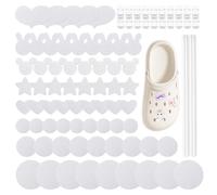 Crocs Charm Blanks 60 Sets Shiny White Glitter Heat Transfer Accessories Shoe Decorations for DIY Shoe Pins Gifts for Women Girls Boys Men Kids
