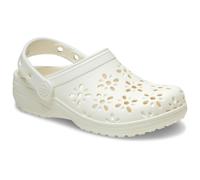 Crocs - Classic Floral Cut Out Clog - Sandals size 4, sand/white