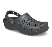 Crocs Classic Floral Cut Out Synthetic Black Sand Clogs UK 4