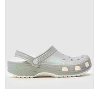 Crocs Classic Glitter Clog Sandals in Silver Multi UK 4 (EU 37)