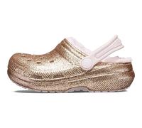 Crocs Classic Glitter Lined Girls Slippers 13 Gold/Barely Pink