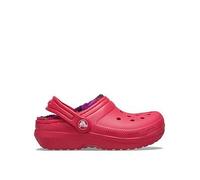Crocs Classic Lined Bold Check Clog, Red, Size 4 Younger Red