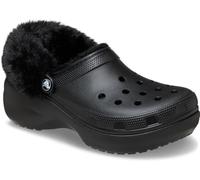 Crocs | Women | Classic Platform Fuzz Lined | Clogs | Black | 6