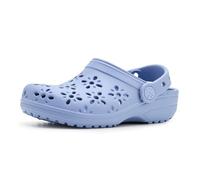 Crocs Classic Unisex Children's Clogs with Floral Cutout Design, Baby Shoes, Blue Haze, 2 Little Kid