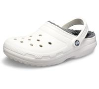 Crocs Unisex Classic Lined Clogs – Soft Fuzzy Liner, Slip-On – White/Grey, UK 10