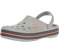 Crocs Crocband Clogs, Men's Clogs, Lightweight, Easy to Clean and Slip On, Light Grey/Navy Stripe Detail, Size 10 UK